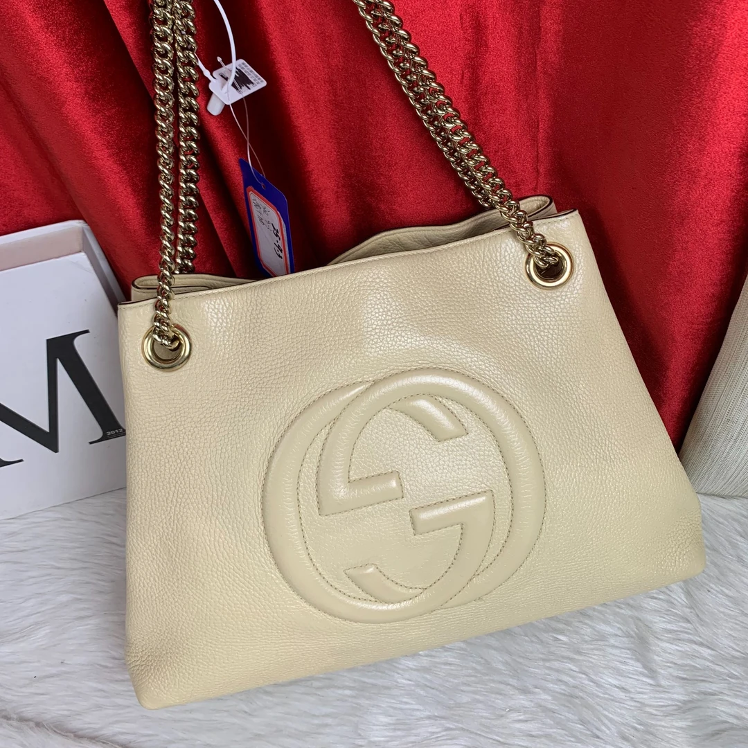 95新 GUCCI/古驰 米黄色SOHO/FYAR09102425/2425