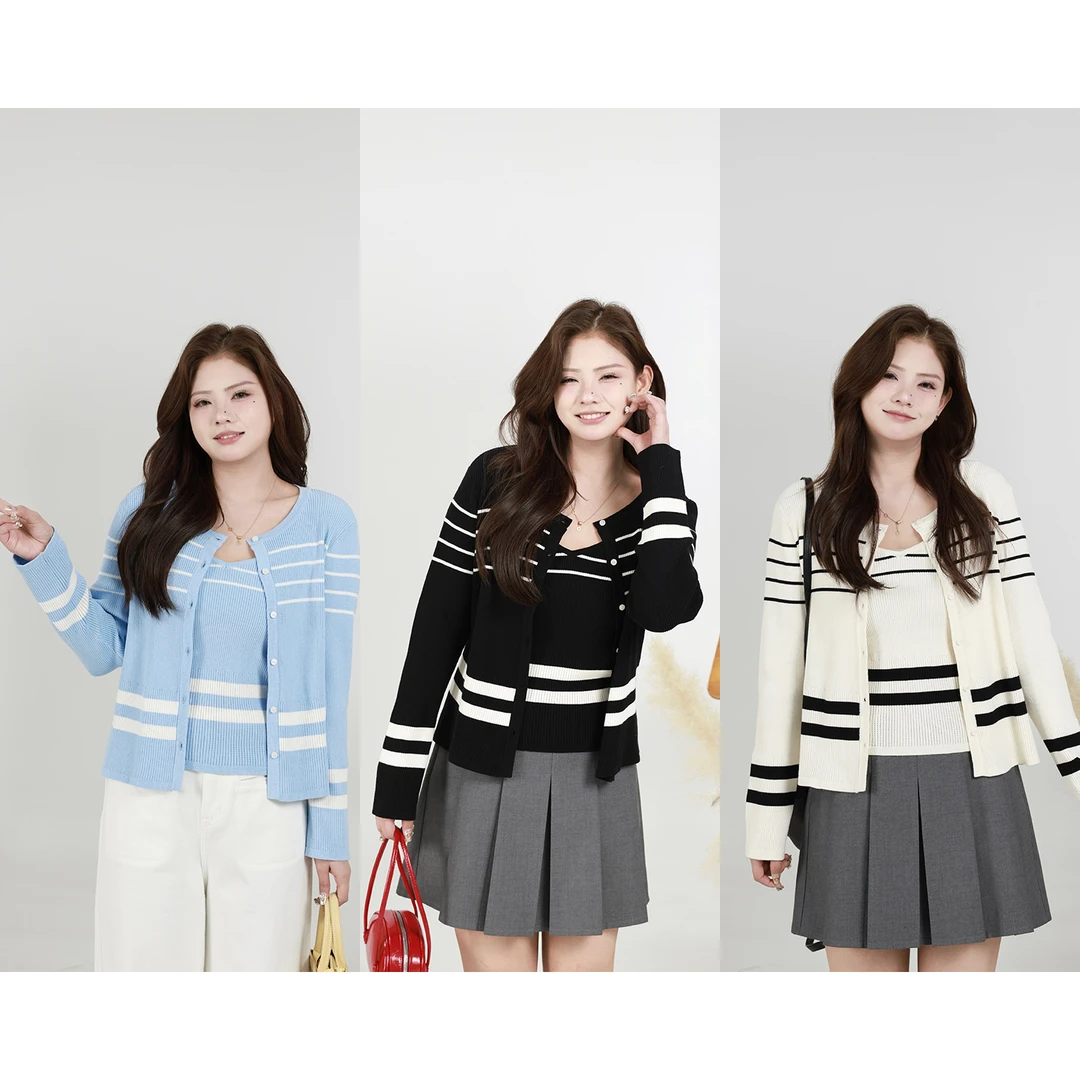 念念&李潇洒【休闲日记】微胖大码女装春季新款百搭显瘦开衫+吊带