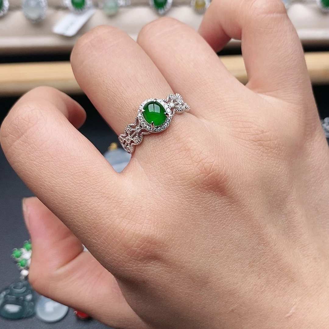 向****翡翠银S925镶嵌戒指