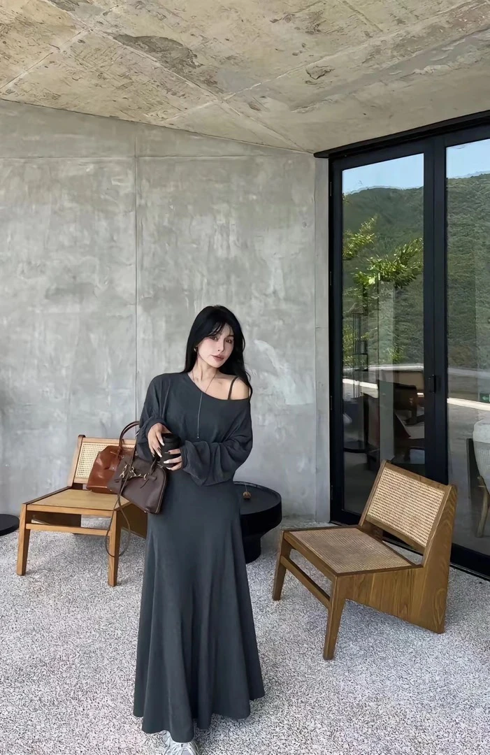 高个子加长大码套装显瘦连衣裙