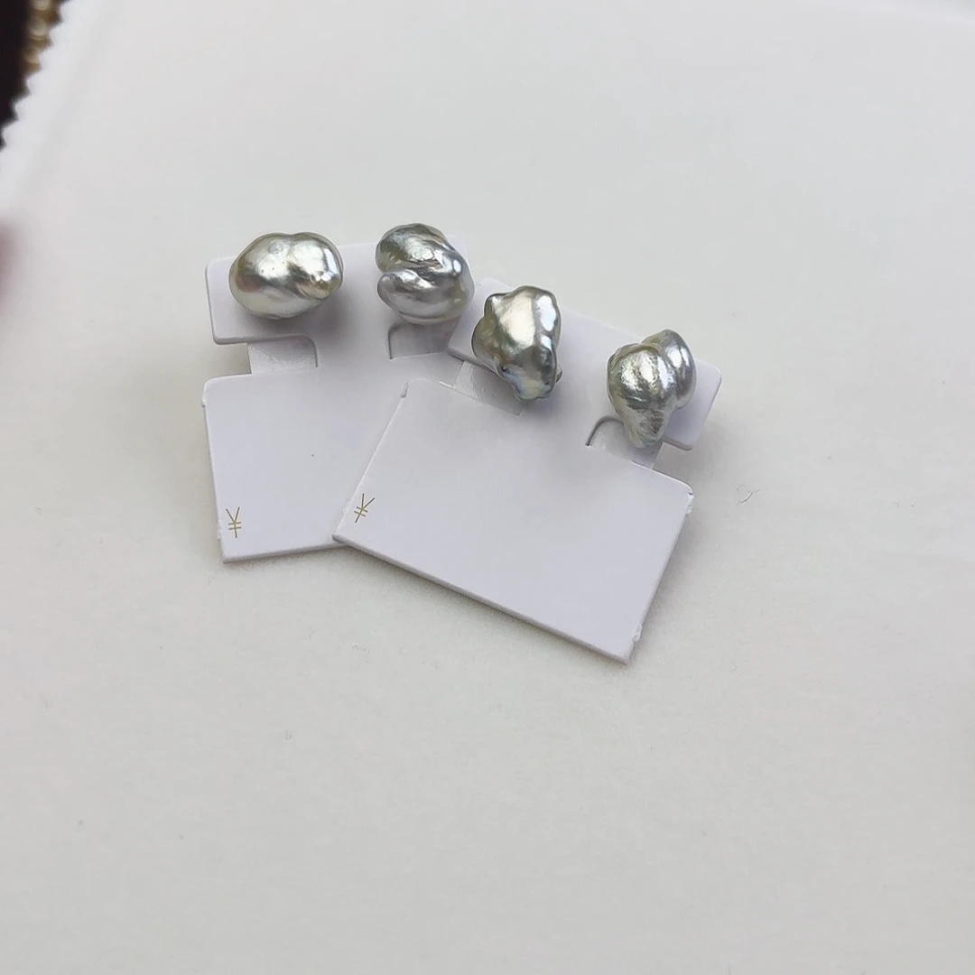 18K金镶嵌耳饰海水珍珠Keshi