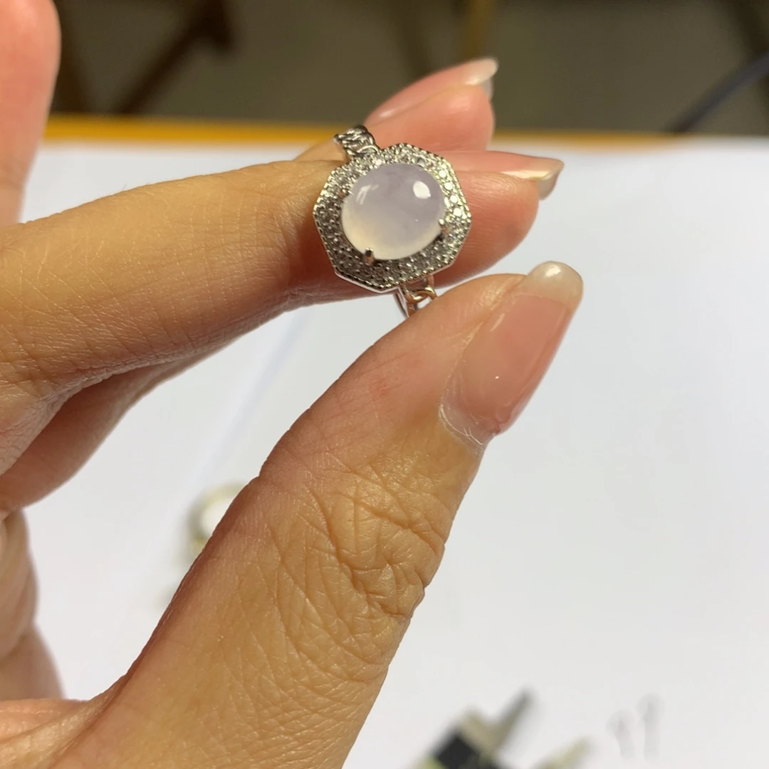 翡翠银S925镶嵌戒指戒指
