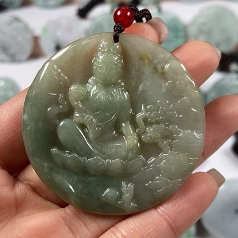 翡翠颈饰未镶嵌山水观音福利