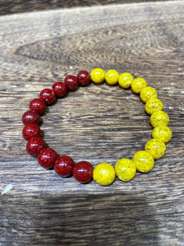 天然辰砂8mm原矿晶体砂/雄黄砂朱砂混搭手链