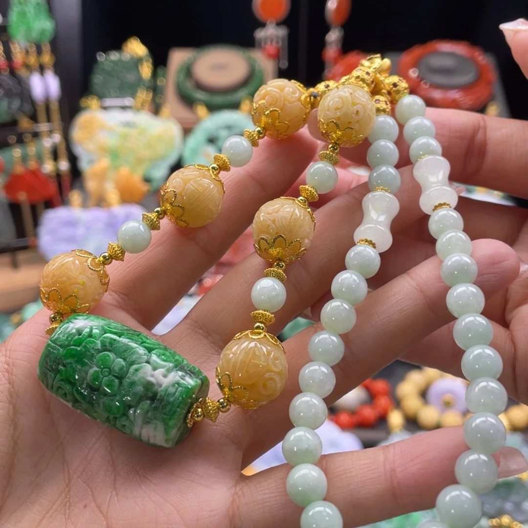 翡翠颈饰未镶嵌代编织