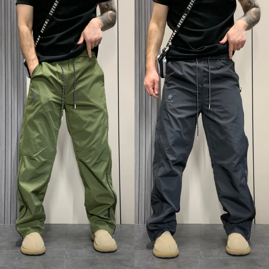 户外风拼接直筒裤冬季男士保暖防风裤脚拉链设计休闲裤机能工装裤