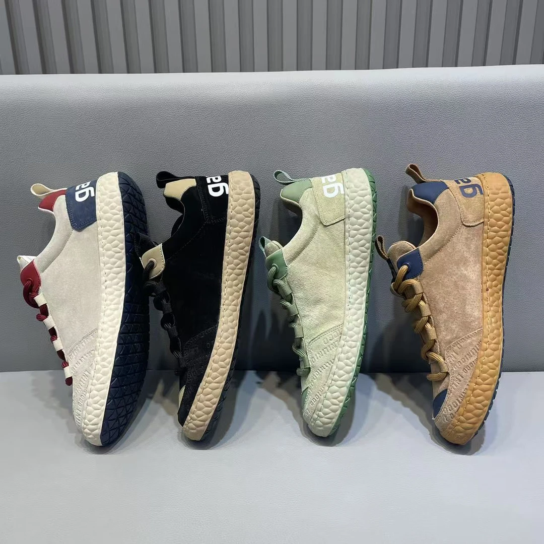 2025春季新款皮面拼接系带舒适轻便男士款时尚休闲潮鞋原创潮品