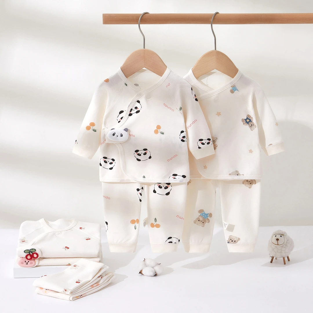 新生儿婴儿衣服春秋季纯棉内衣分体套装秋冬初生宝宝贴身内穿秋衣