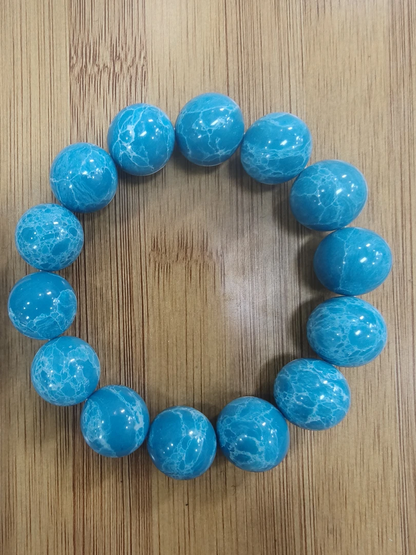 定制木珠工艺品蓝纹16圆-4784