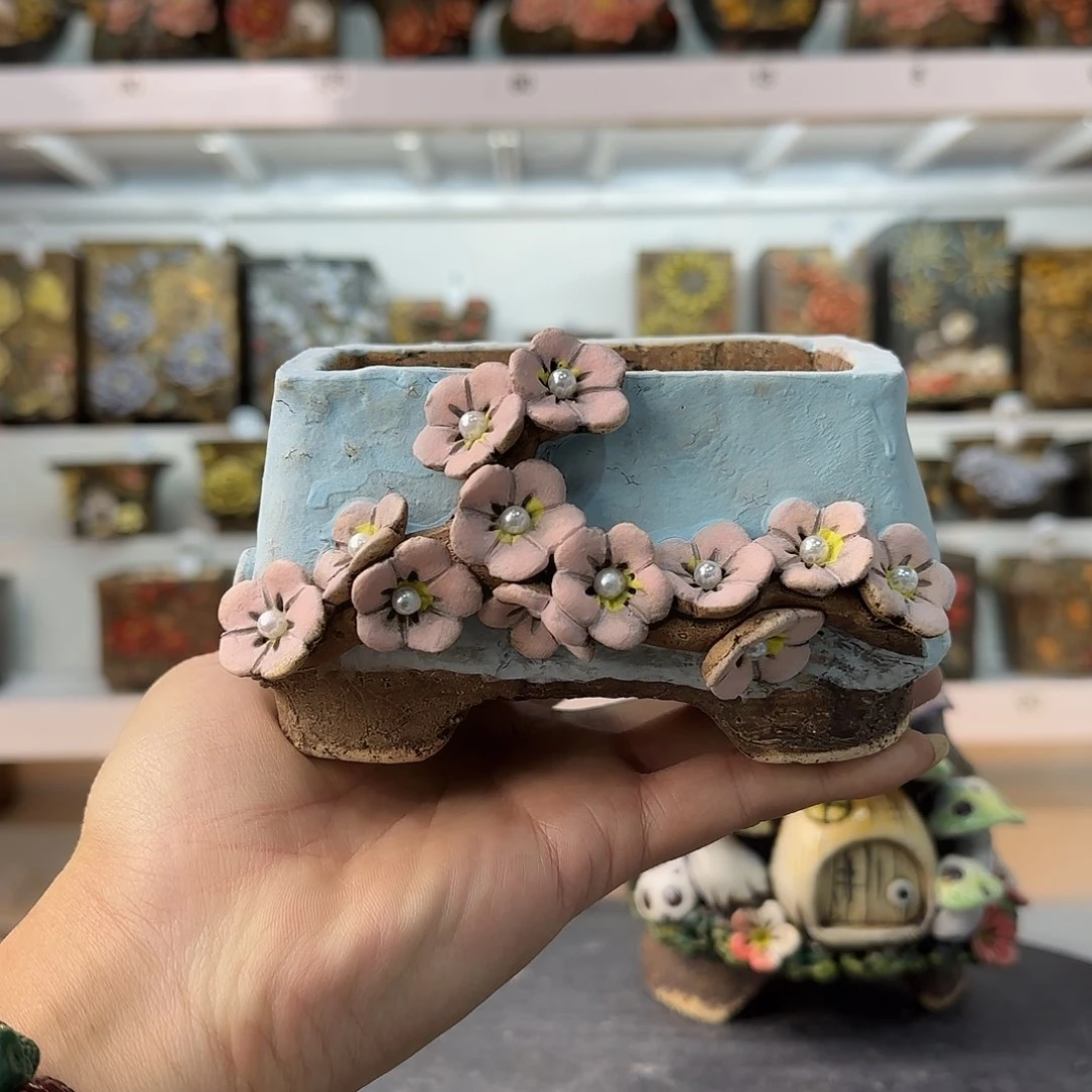 柒*青默花器麦饭石花盆