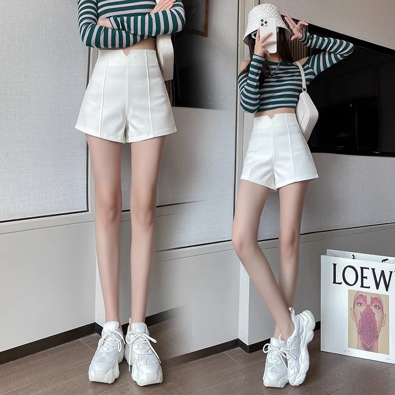 雪纺短裤女春夏2025新款高腰a字阔腿大码显瘦西装黑色休闲裤秋潮