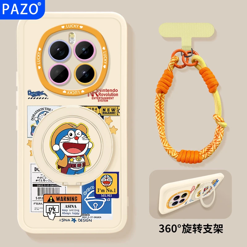 适用荣耀magic7手机壳液态硅胶支点支架7pro华为全包6外壳哆啦A梦