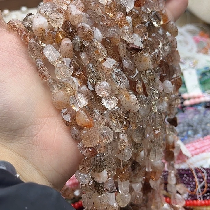 玛瑙/玉髓未镶嵌珠宝半成品一条黑金超七随型