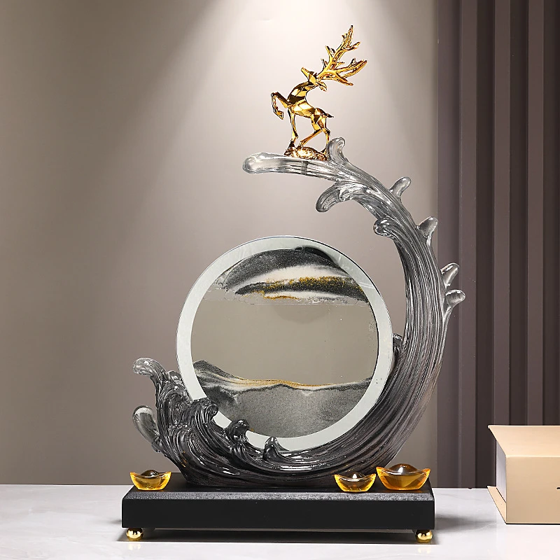 风生水起招财鹿摆件乔迁新居客厅电视柜酒柜玄关办公室装饰品摆设