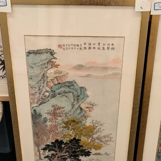 国画山水画作精品带框