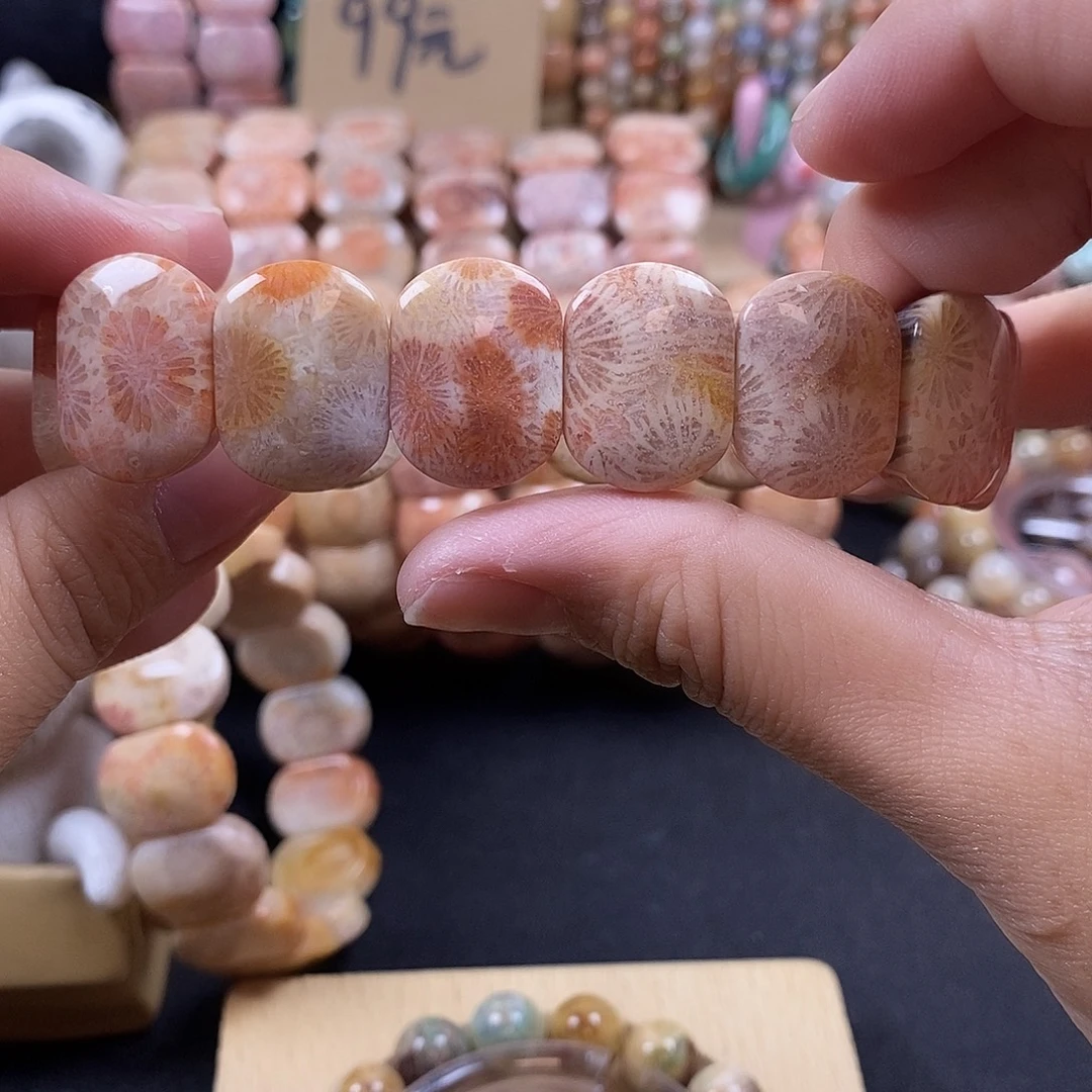 硅化珊瑚（珊瑚玉）未镶嵌手牌2