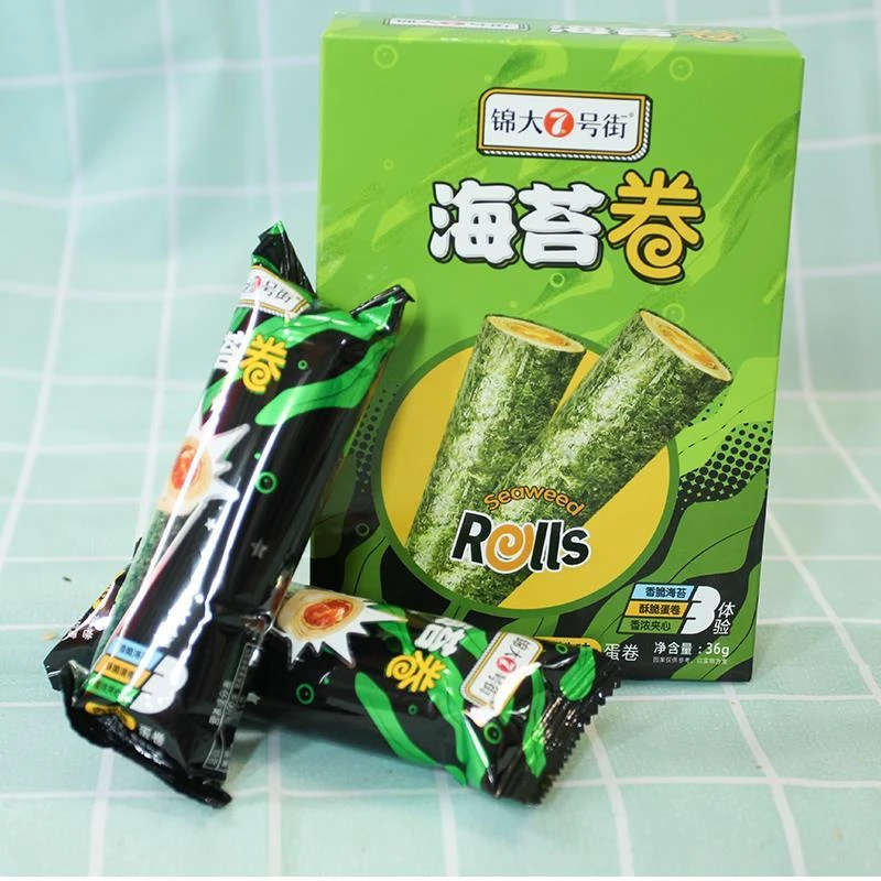 锦大夹心海苔卷肉松味盒装36克*2网红休闲儿童零食夹心脆小吃