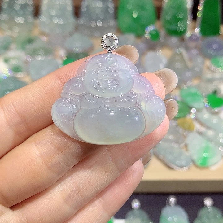 翡翠18K金镶嵌颈饰佛