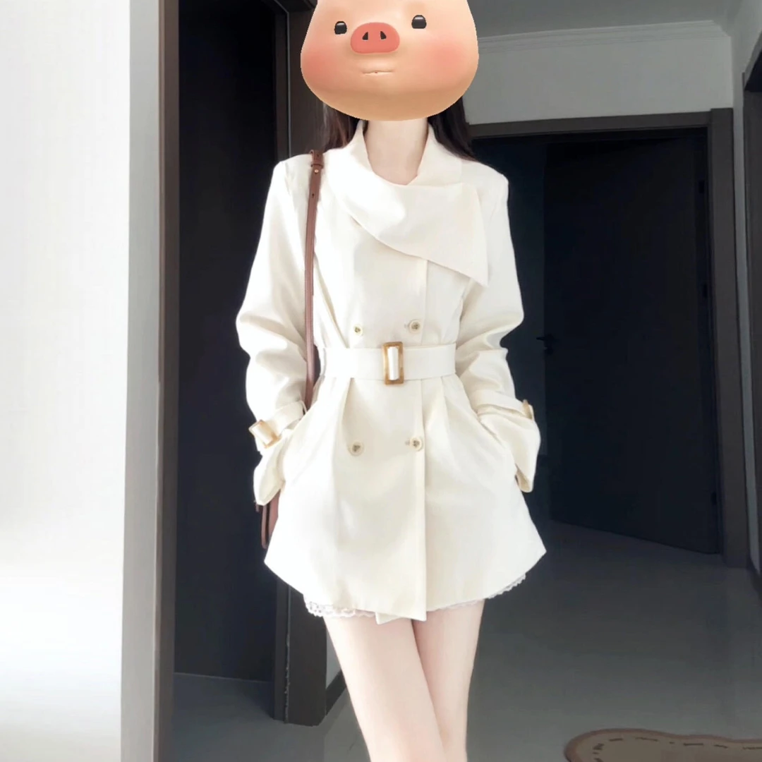 法式高级感小香风中长款大衣外套女秋冬2025新款富家千金围脖外套