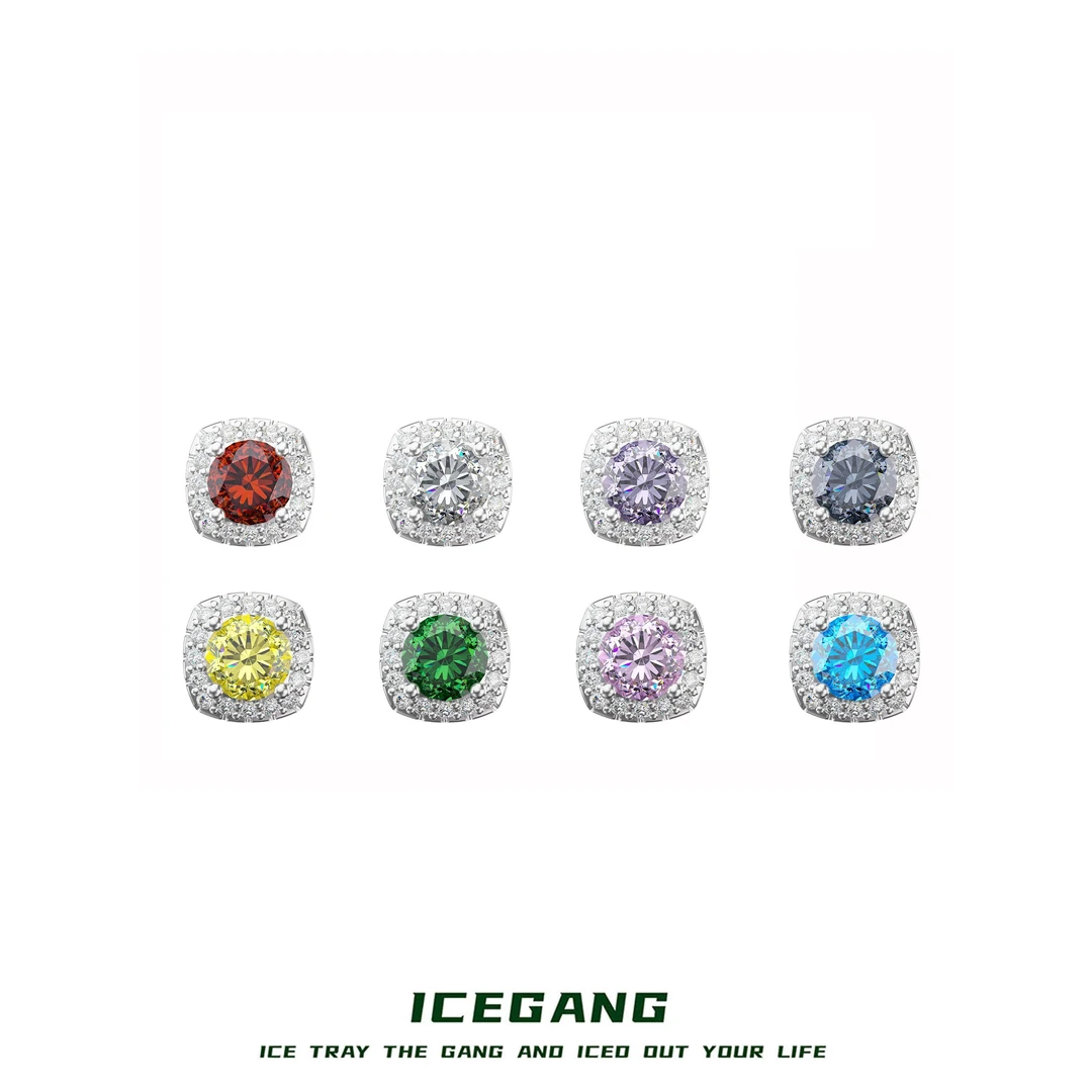 ICEGANG 925银合成锆石耳饰 （展轩同款）原创冰糖磁吸耳夹无耳洞