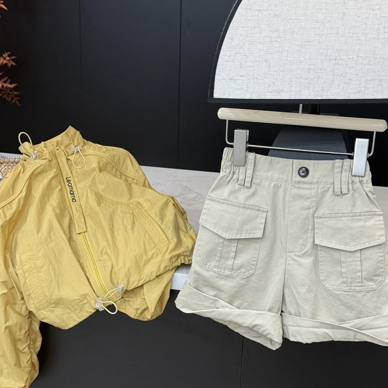 【现货】leomama女童浅卡短裤夏季新款纯棉百搭休闲裤女孩时尚裤子