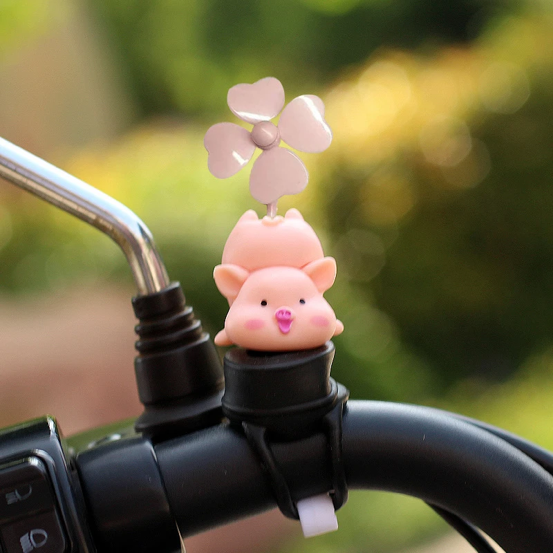 爆款可爱风车自行车电动车摩托车装饰品新款汽车摆件网红卡通动物