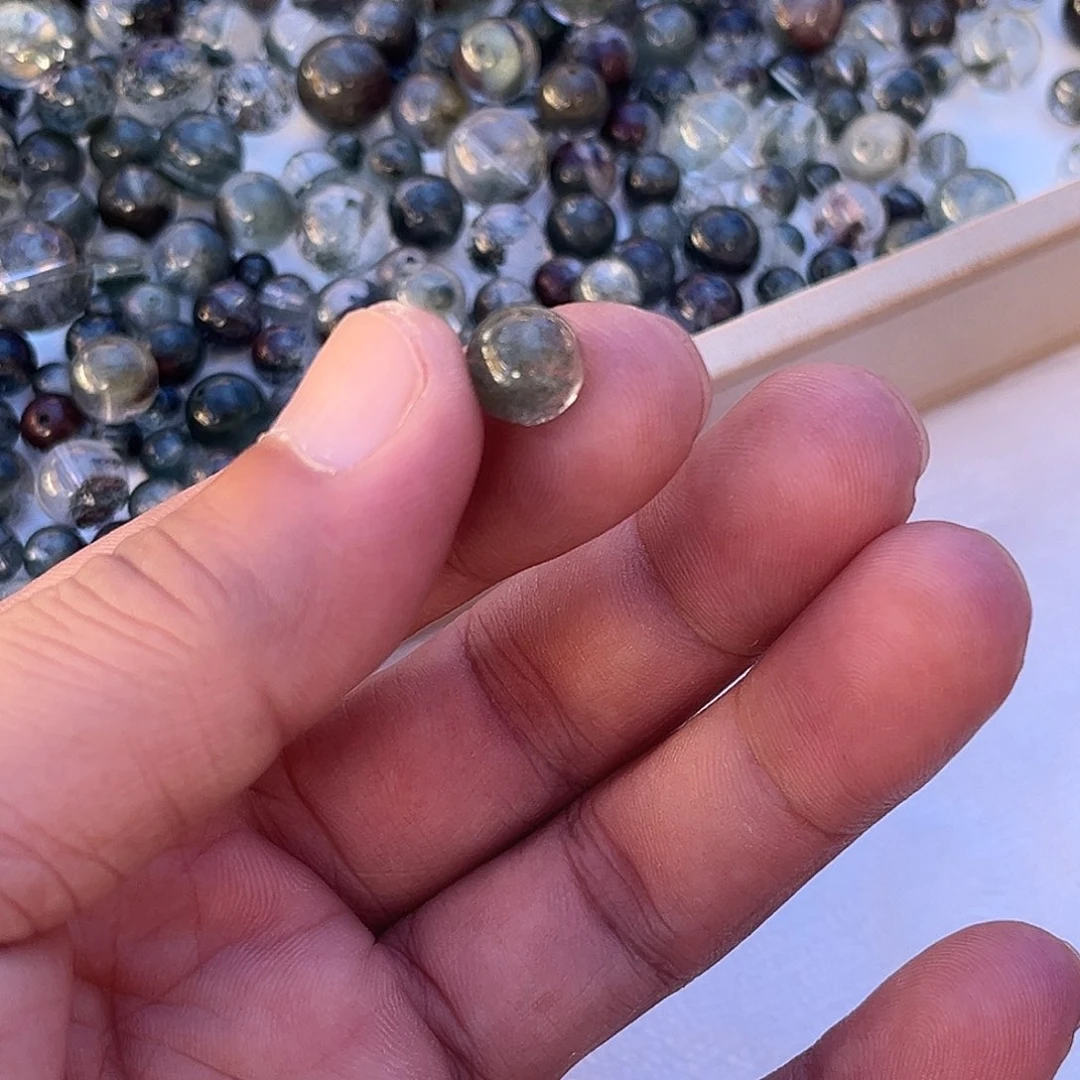 银S925镶嵌珠宝半成品水晶绿幽灵单珠