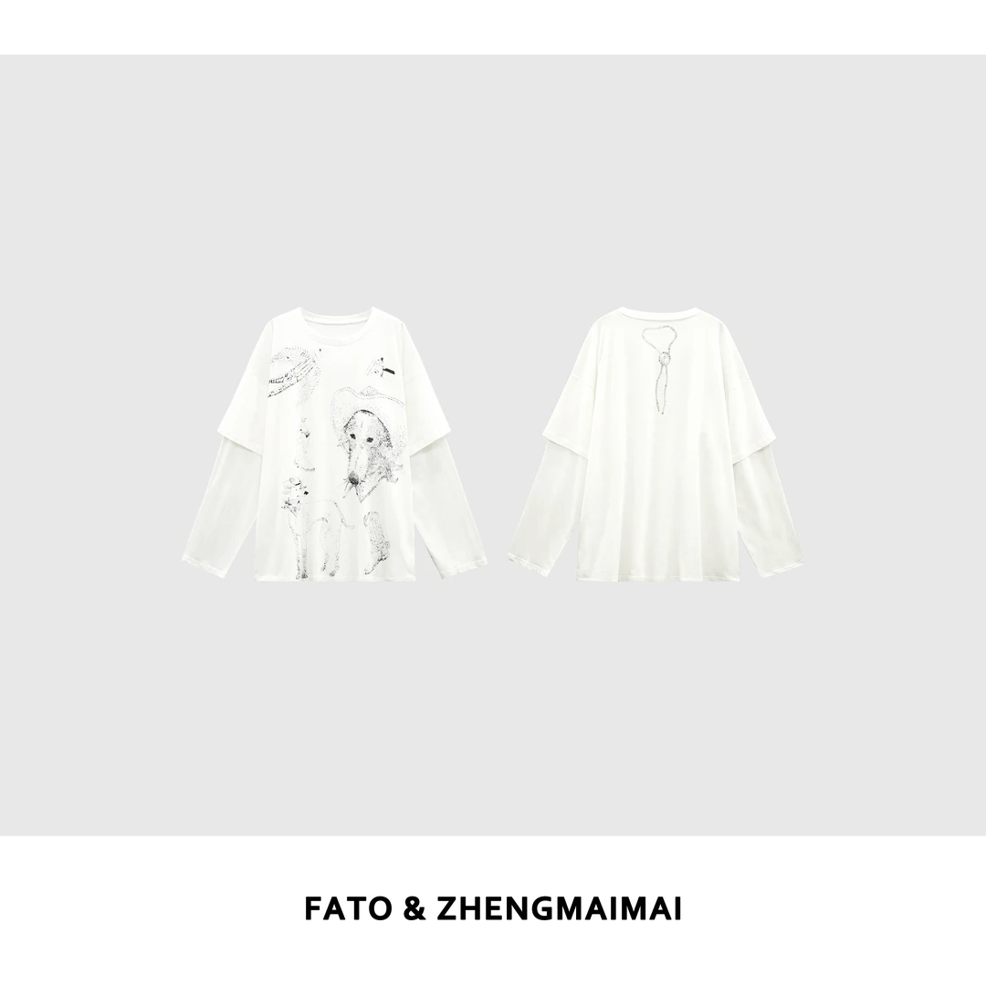 【郑买买】动物世界 夏季新款酷飒长袖休闲百搭时尚T恤 XM50422T7