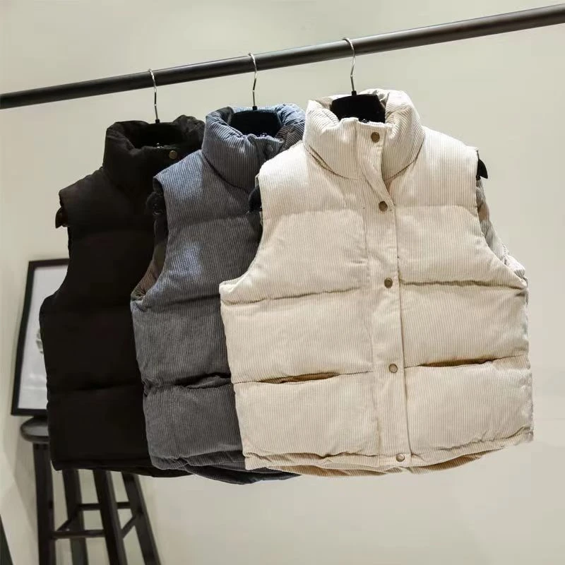 秋冬新款马甲韩版灯芯绒女短款宽松马夹坎肩显瘦背心外套潮流时尚