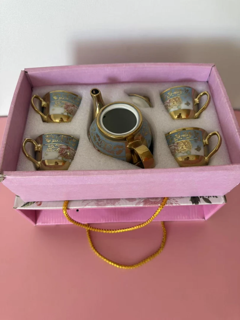 电镀茶具水具5件套礼盒装陶瓷