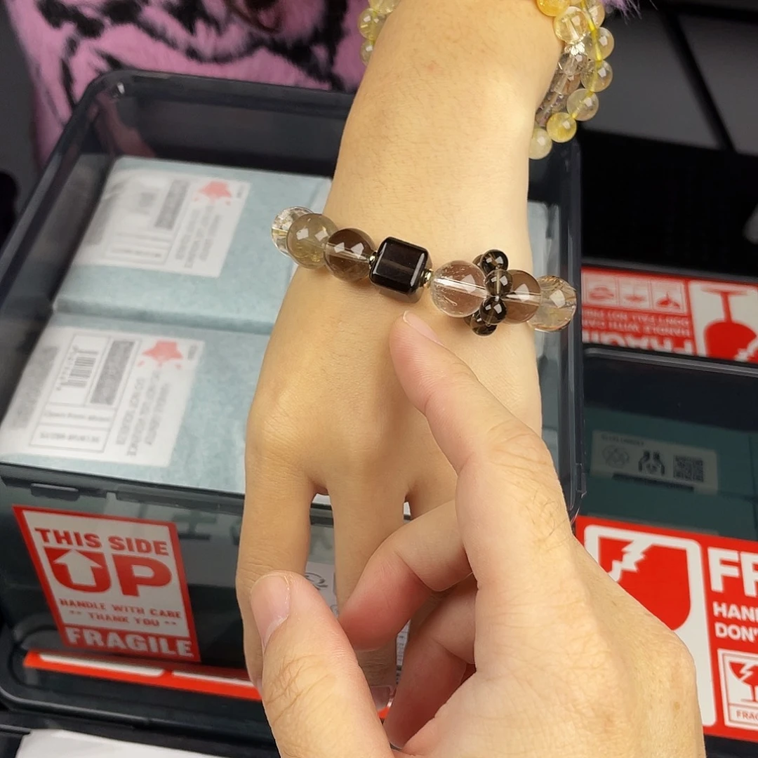 银S925镀金镶嵌手串黄晶