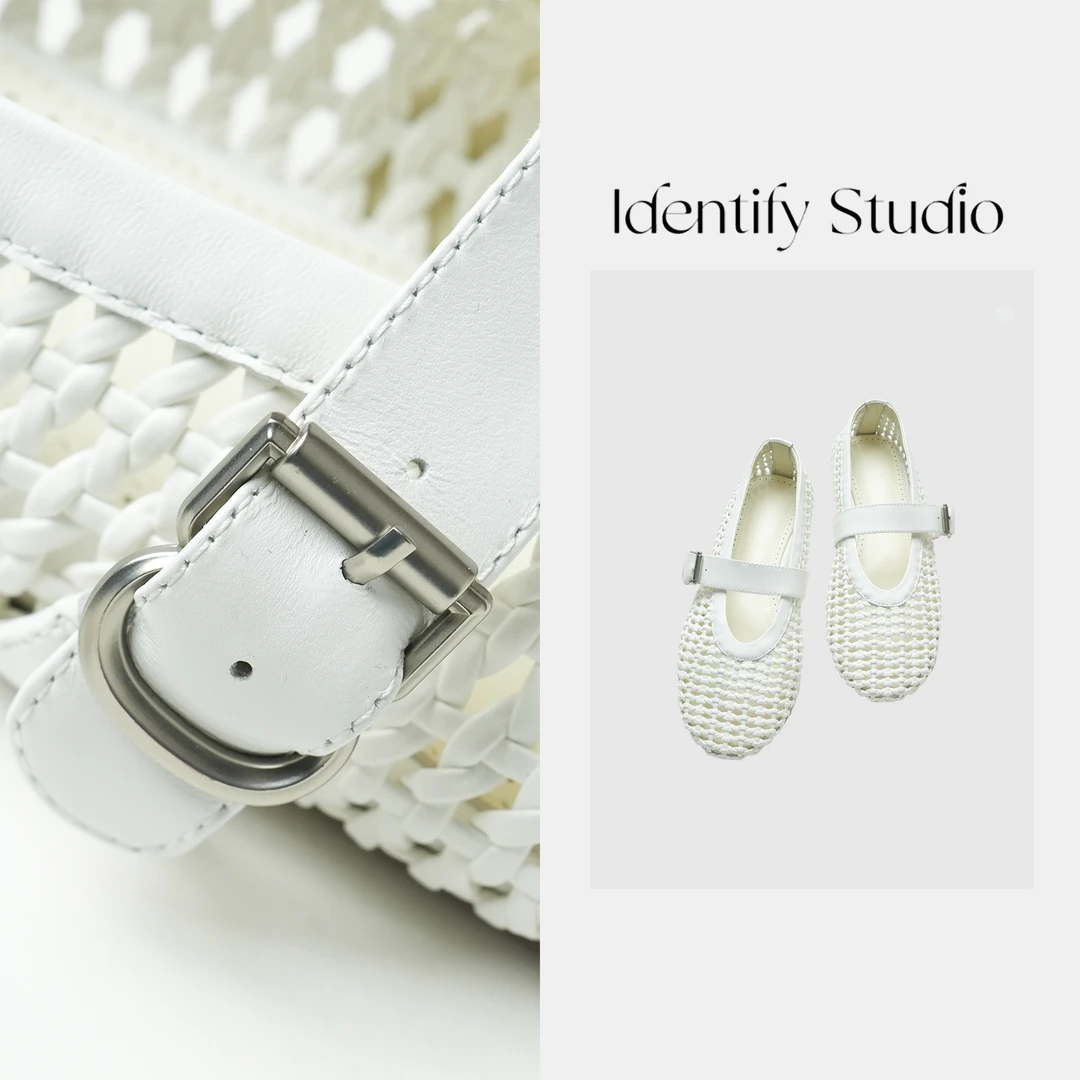 IDENTIFY“回夏”百搭新款编织一字扣镂空复古凉鞋时尚休闲鞋