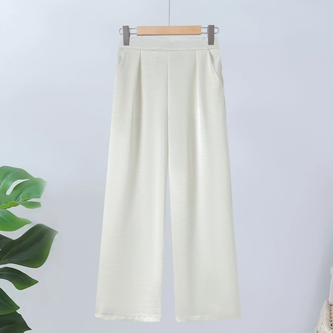 【夏季薄款】桑蚕丝100%高端定制高腰光缎显瘦轻奢洋气时尚窄版直筒