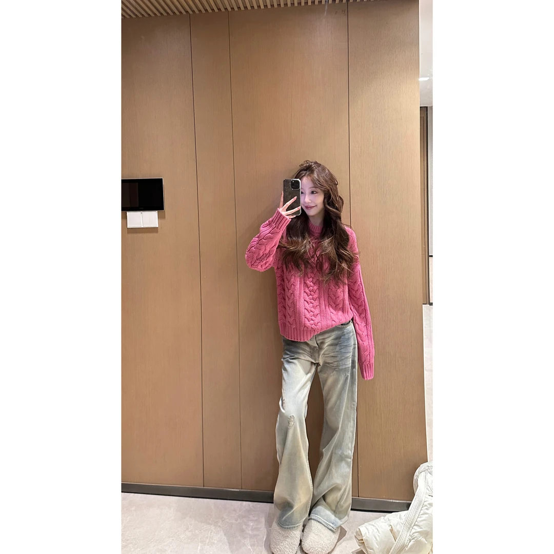 IS LULU  |   圆领麻花套头慵懒风宽松毛衣