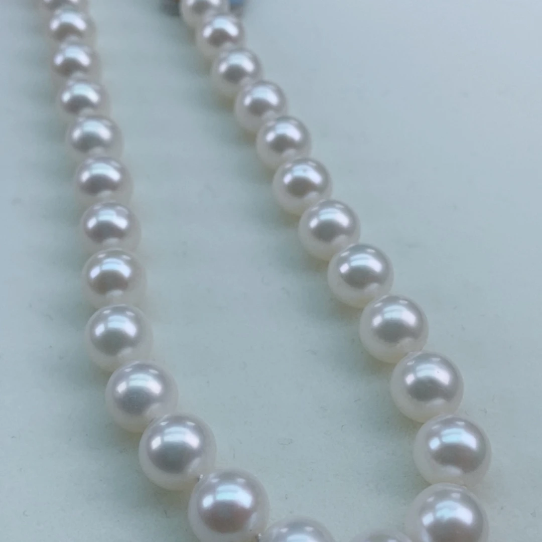 银S925镶嵌淡水珍珠8/8.5澳白丝绸光