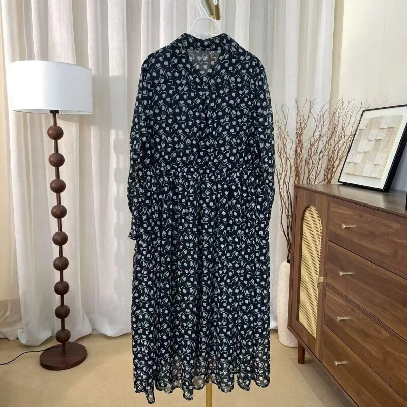 057新款百搭长款妈妈装连衣裙705