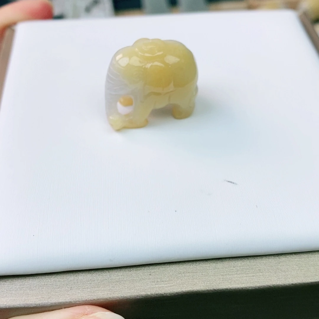 翡翠未镶嵌颈饰象