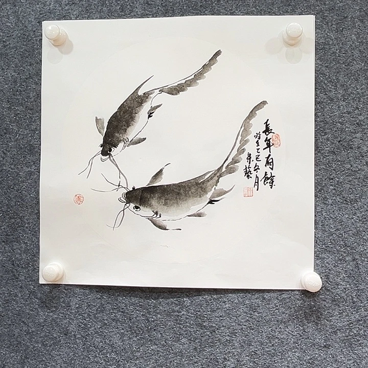 国画知鱼之乐纯手绘