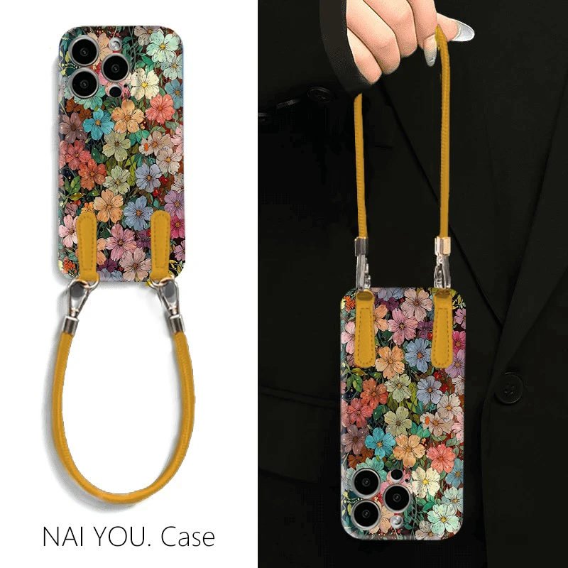 彩色花朵适用于苹果16promax/15/14/13华为P70vivooppo菲林手机壳