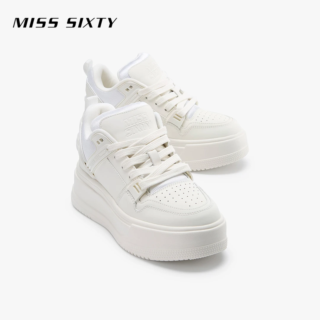 Miss Sixty2025秋季新款运动鞋女牛皮革休闲鞋圆头系带厚底百搭
