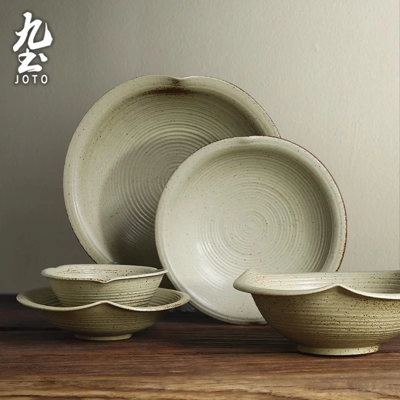 九土用粗陶餐具面碗汤碗复古简约米饭碗创意果盘深盘餐盘水果盘