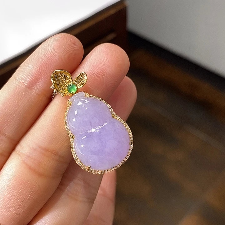 翡翠18K金镶嵌吊坠(不含链)