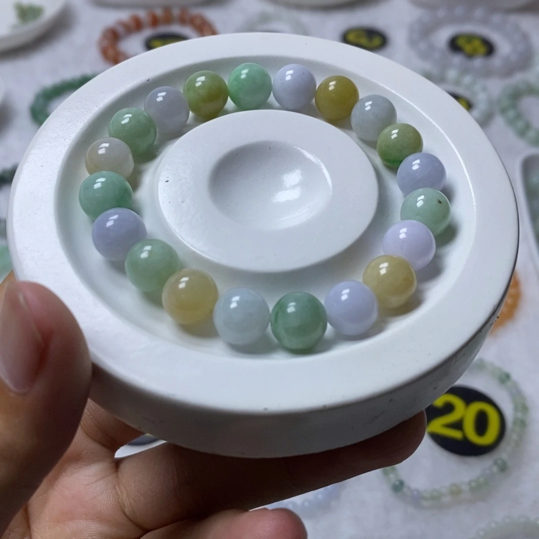 手链翡翠未镶嵌多宝圆珠卡9.3