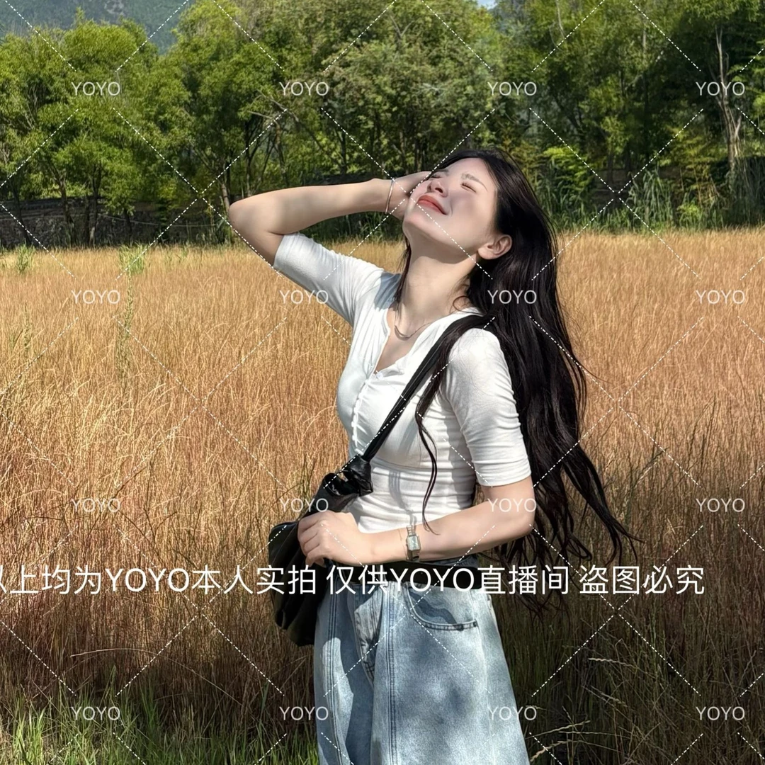 YOYO自制【扣子中袖】早秋显瘦气质时尚休闲夏季修身上衣