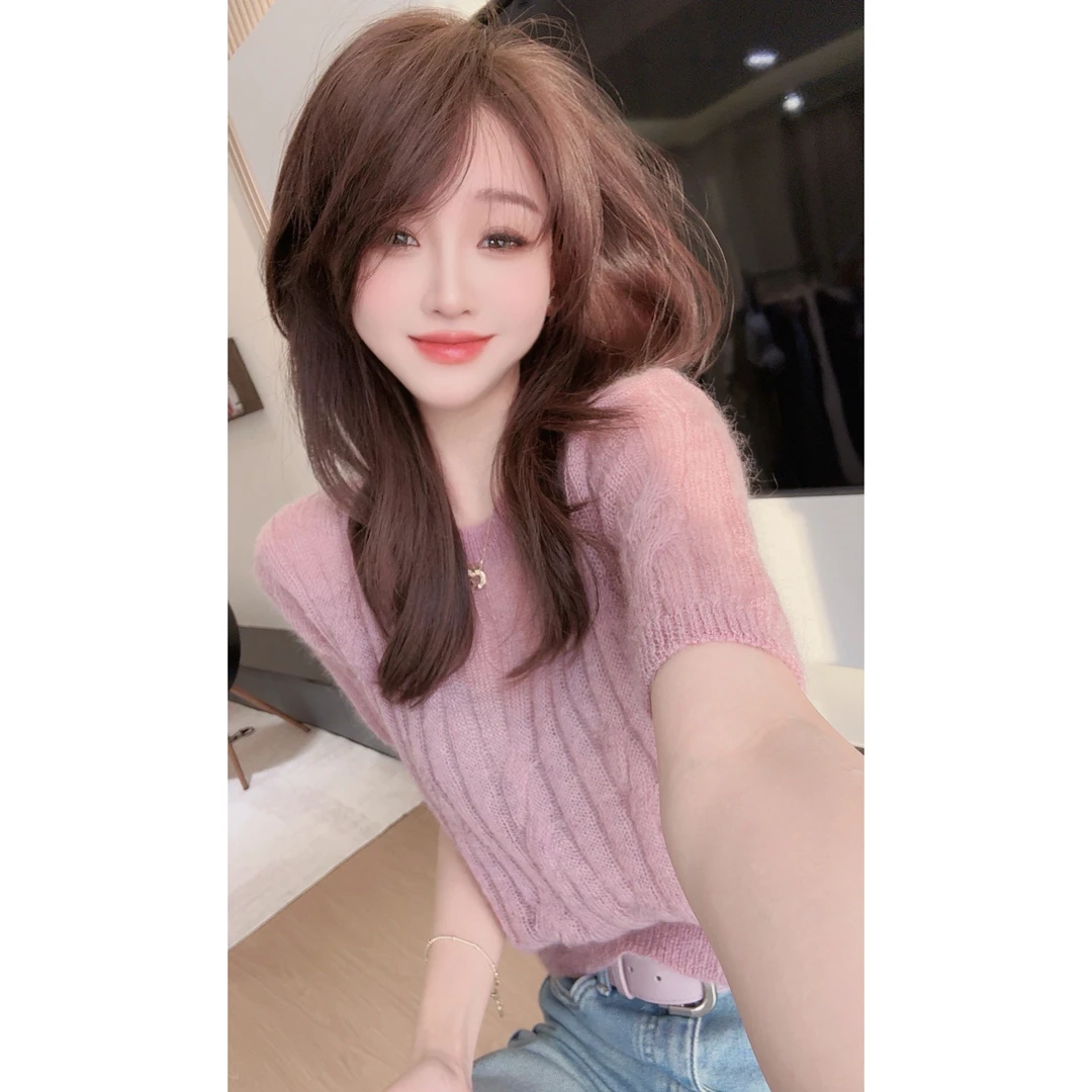 【CHEN】洋气温柔减龄高比例马海毛毛衣慵懒风短袖针织衫25021601