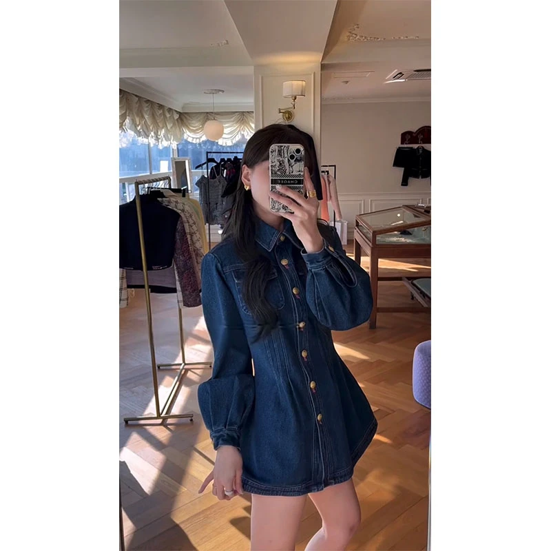 2025秋季新款时尚韩系洋气减龄高级感收腰显瘦复古洋气长袖连衣裙