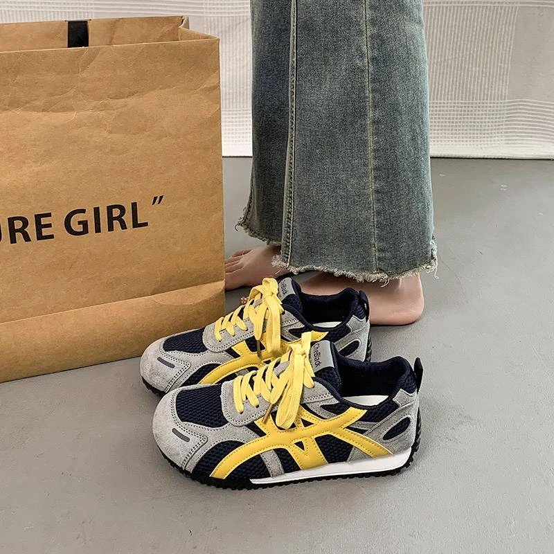 复古德训鞋女2025秋季新款平底百搭透气网面休闲运动鞋轻便阿甘鞋