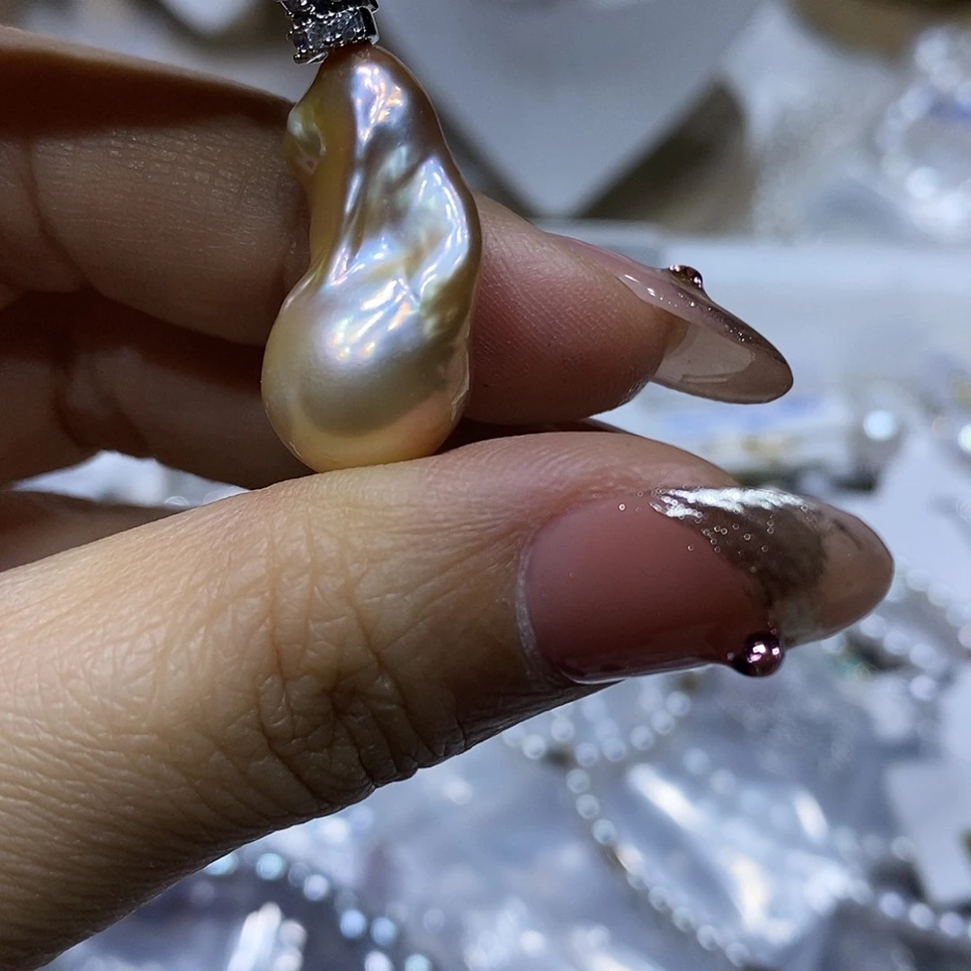 淡水珍珠耳钉银S925镶嵌