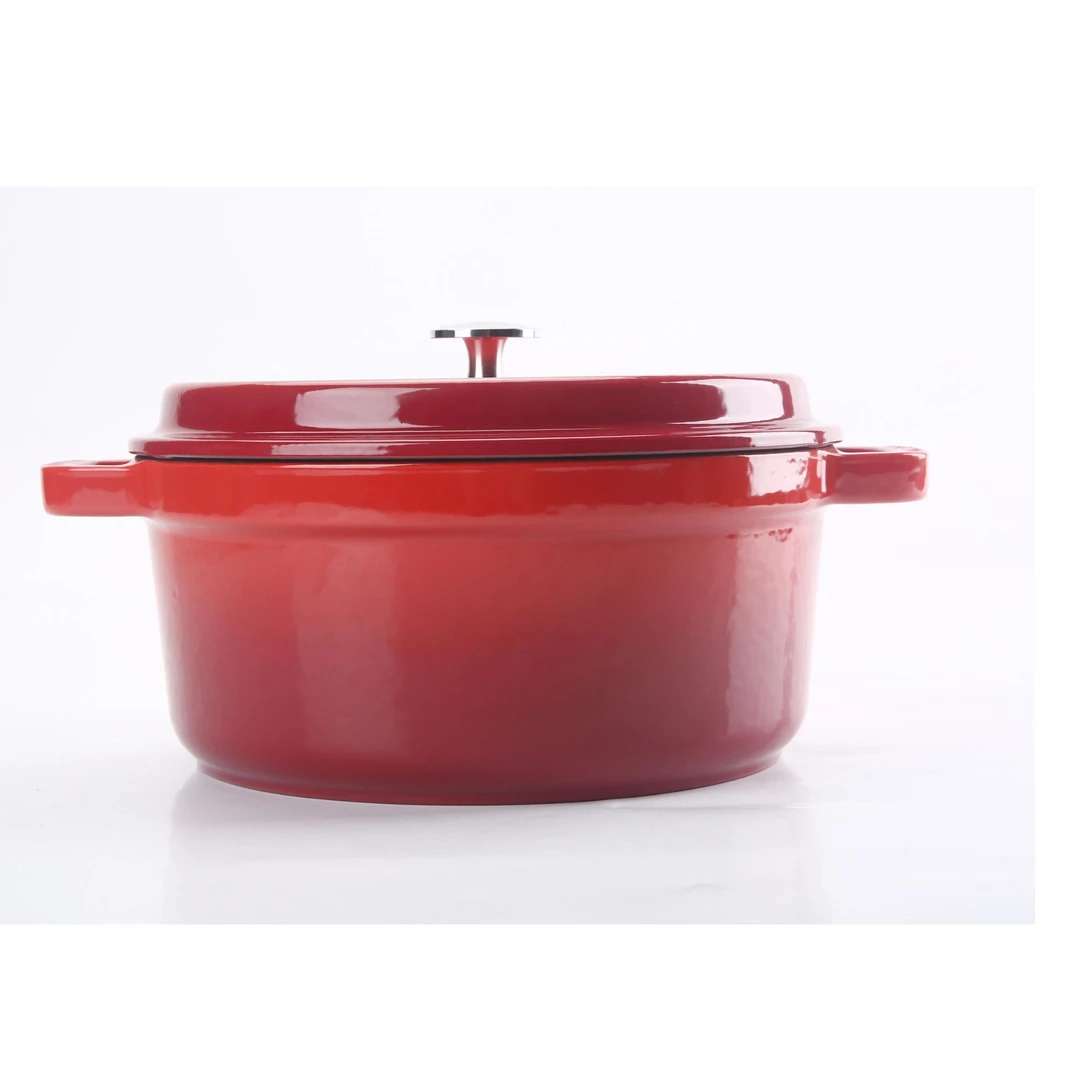 Luxqueen美味女王黑底釉24cm经典炖内缎黑釉面铸铁珐琅锅