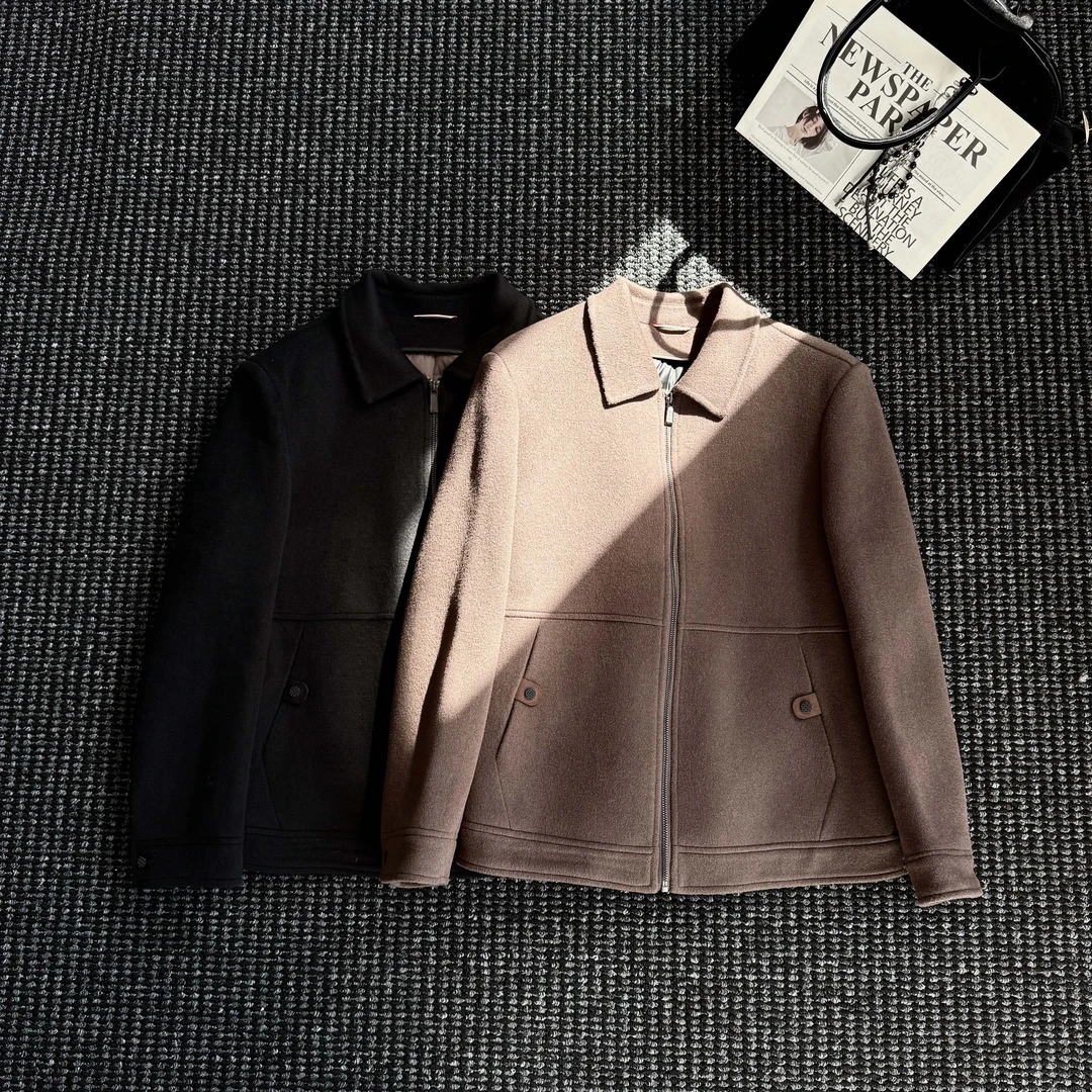 THON BERRY男式夹克秋冬款商务脱卸鹅绒内胆双面呢保暖外套BLA001